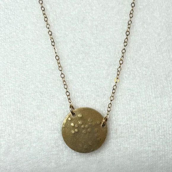 ♐️ GOLD FILL SAGITTARIUS DISC NECKLACE ETSY GOLD CRUSH JEWELRY 18" CHAIN - Picture 5 of 7